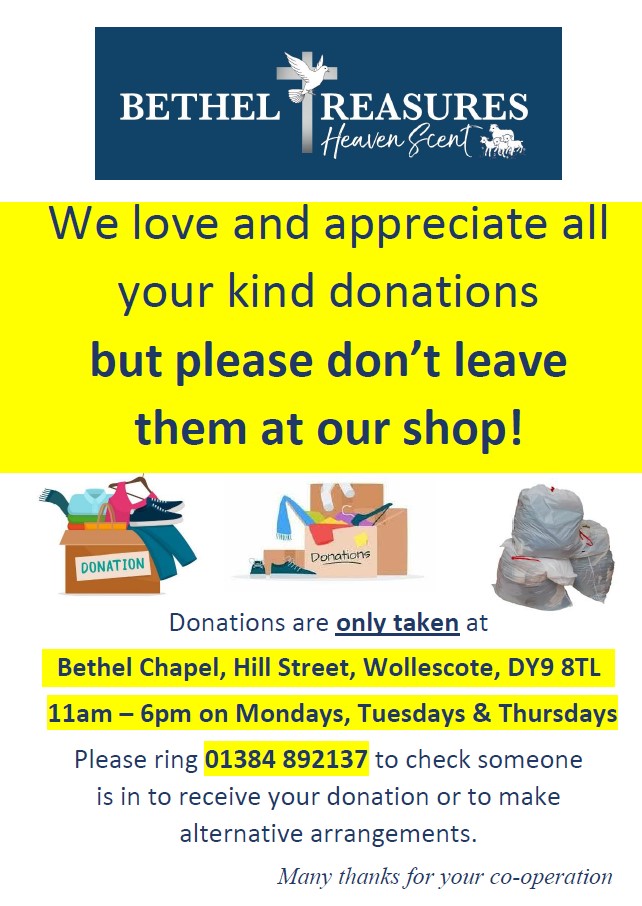 Donations not at shop Donations not at shop